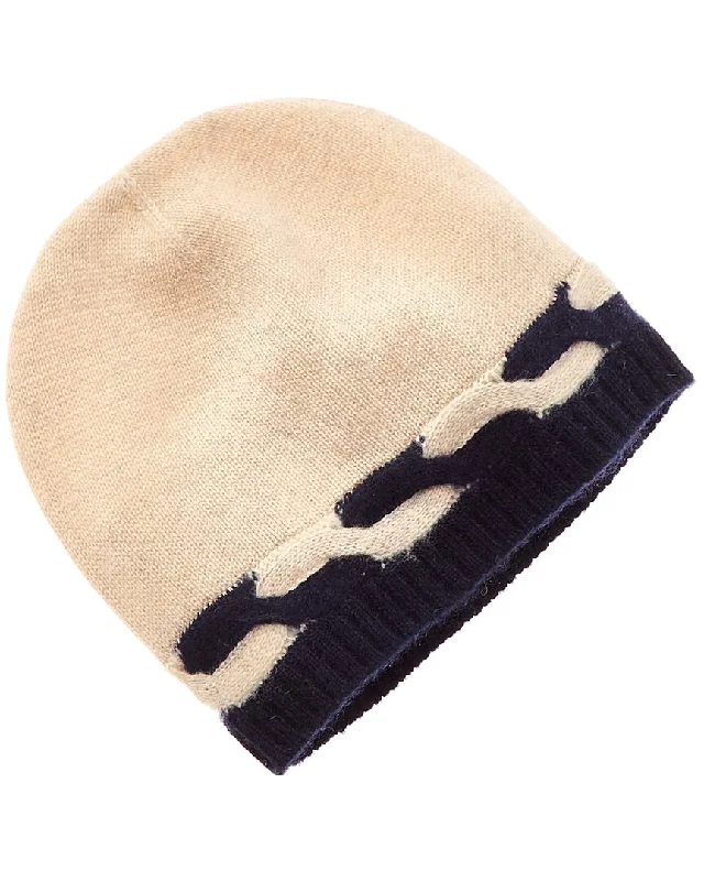 Hannah Rose Bi-Color Cable Cashmere Hat