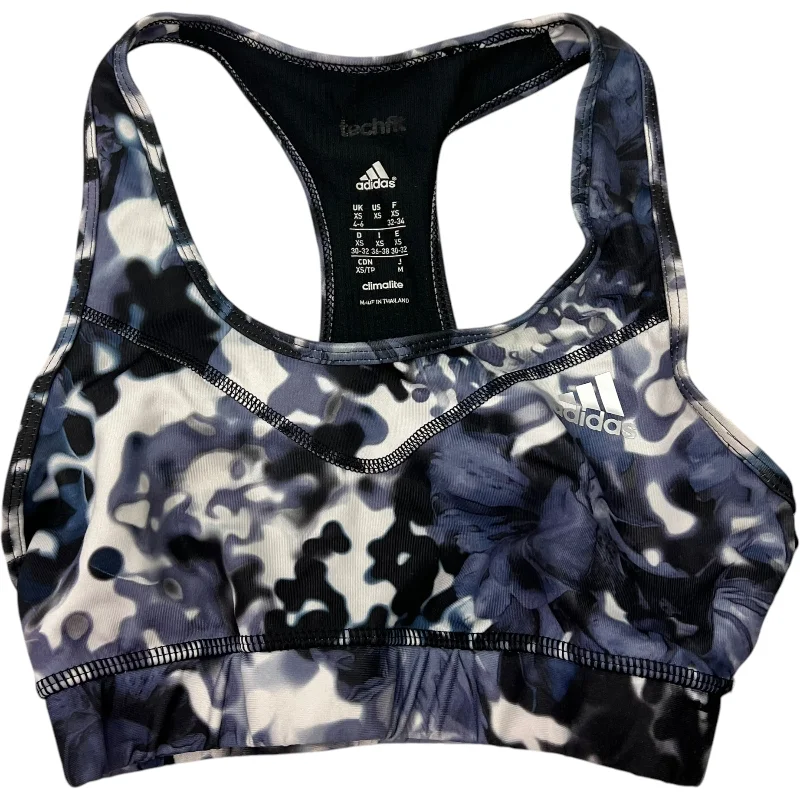 Athletic Bra By Adidas In Blue & White, Size: Xs