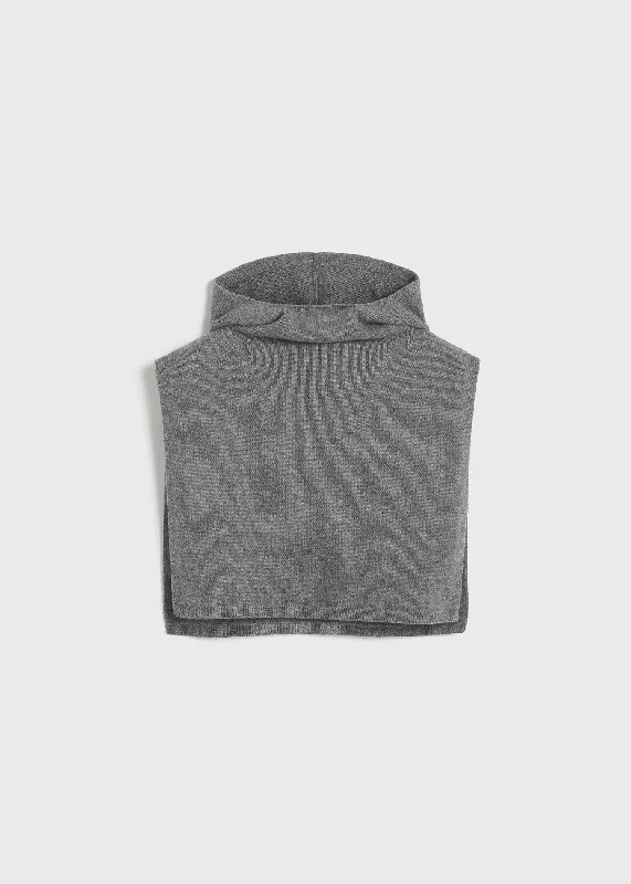 Wool cashmere hoodie bib grey melange