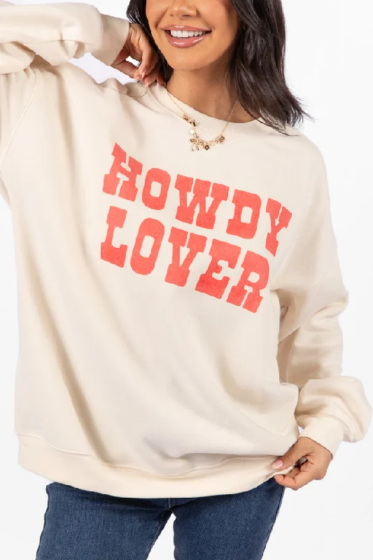 Howdy Lover Cream Oversized Graphic Sweatshirt