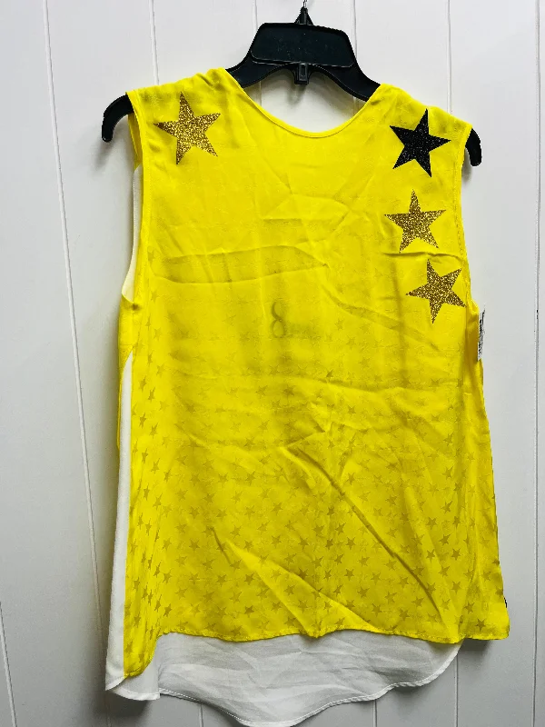 Blouse Sleeveless By 8PM In Black & Yellow, Size: Xs