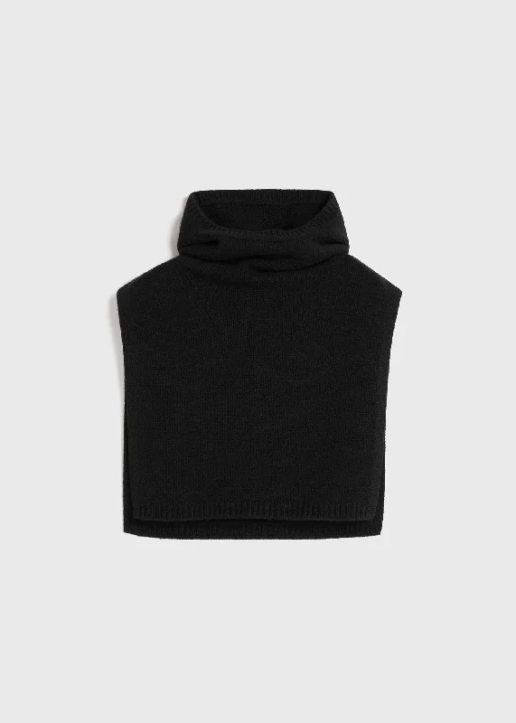 Ribbed wool hoodie bib black