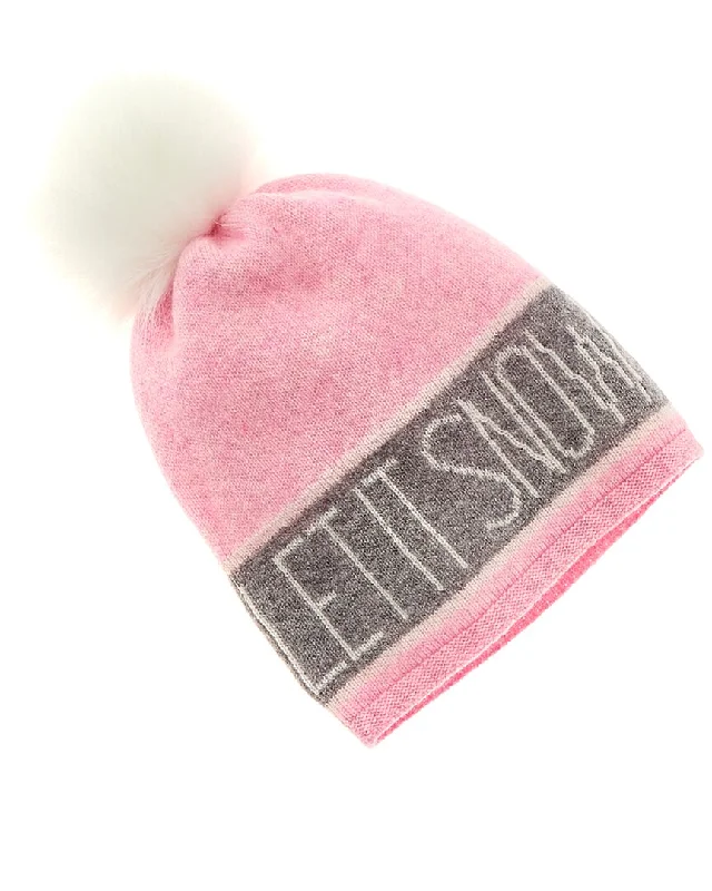 Hannah Rose Let It Snow Pom Pom Cashmere Hat