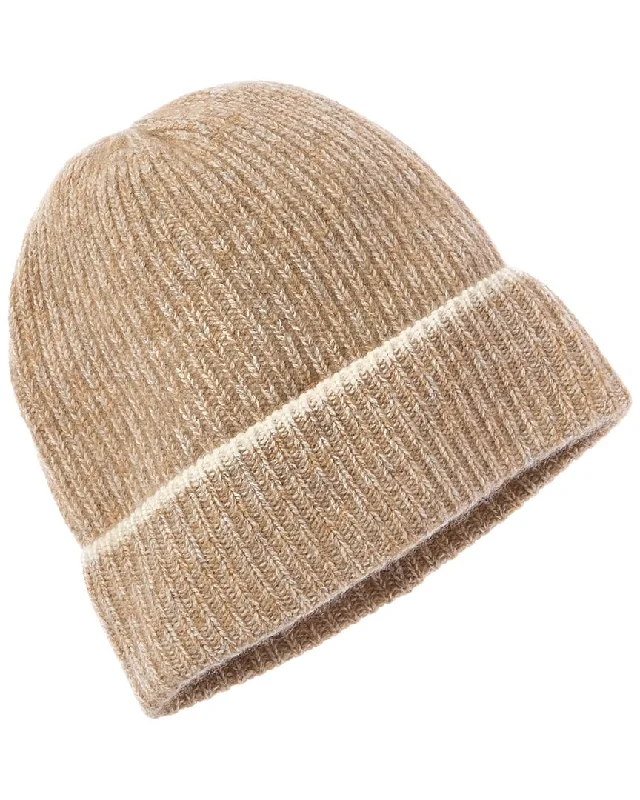 Amicale Cashmere Marl Chunky Rib Knit Cashmere Hat