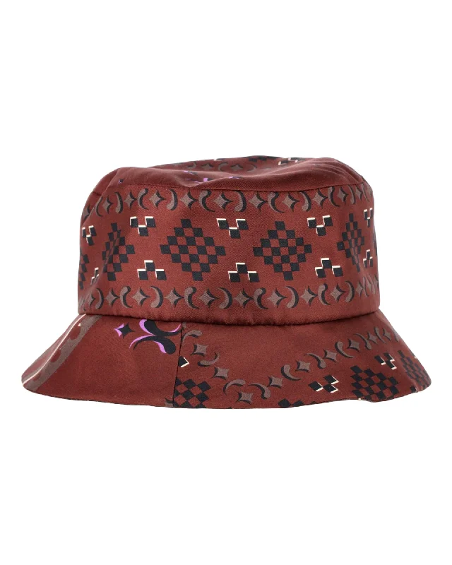 Maison Michel Axel Logo-Charm Bucket Hat in Brown Silk