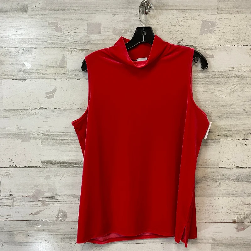 Top Sleeveless By Chicos In Red, Size: L