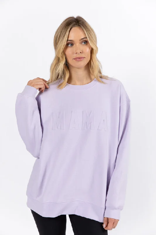 Mama Embossed Logo Orchid Petal Fleece Sweatshirt