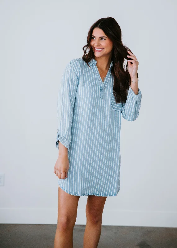 Janey Striped Mini Shirt Dress