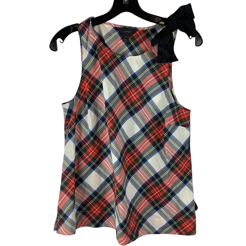 Top Sleeveless By J. Crew In Plaid Pattern, Size: 8