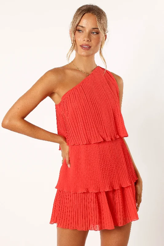 Sierra One Shoulder Top - Coral Red