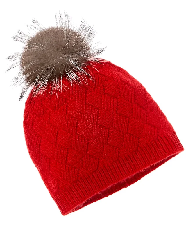 Amicale Cashmere Basketweave Rib Cashmere Hat