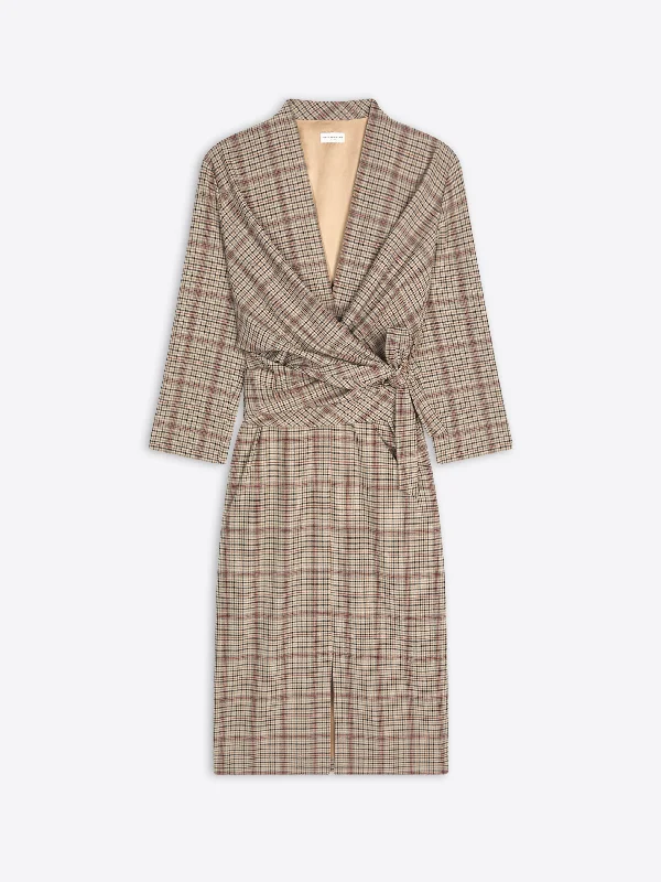 Checked wrap dress