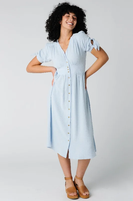 Brass & Roe Florence Linen Dress - Light Blue