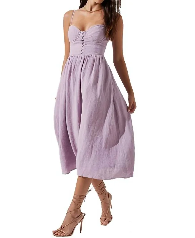 Ferreira Sweetheart Midi Dress in Lavender