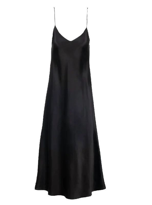 Midi Slip Dress in Noir