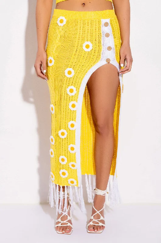 DESTINATION PARADISE DAISY CROCHET MAXI SKIRT