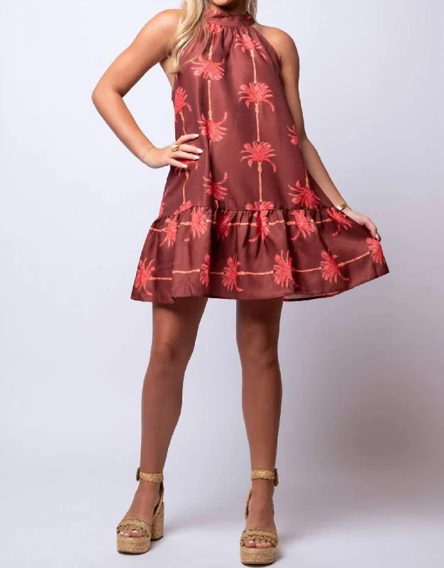 Palm Breeze Mini Dress In Coral