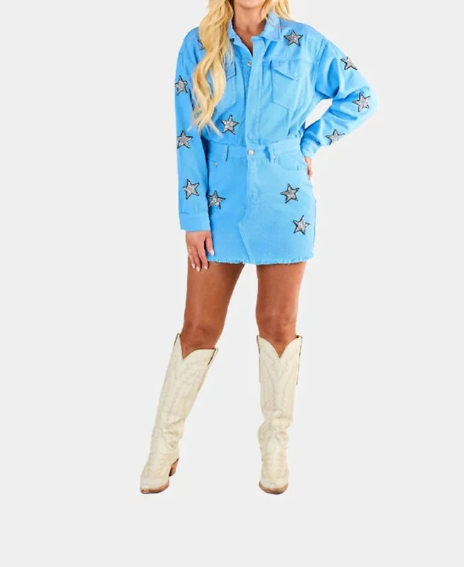 Raelynn Denim Mini Dress In Raelynn Sky