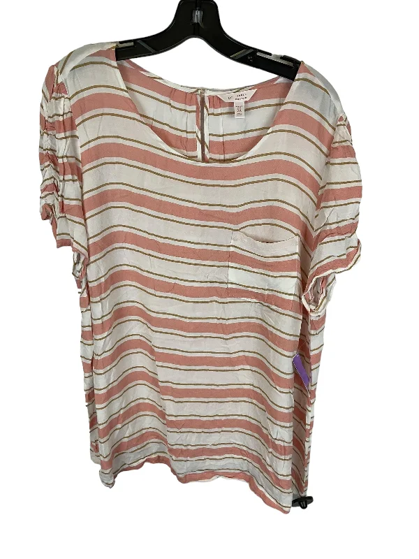 Striped Pattern Top Short Sleeve Lc Lauren Conrad, Size 2x