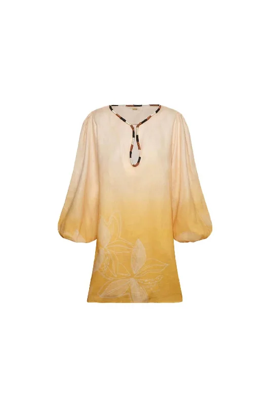 Women's San Marco Linen Mini Dress In Yellow Palms