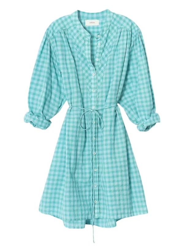 Women's Winnie Mini Dress In Aqua Check