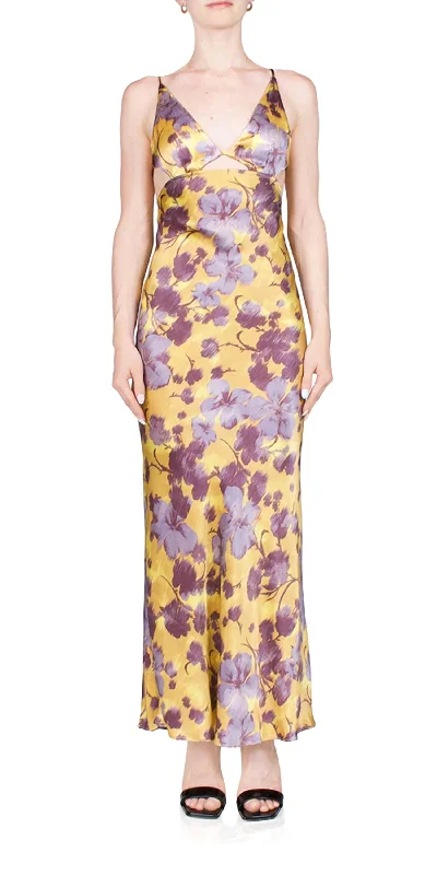 Indi Strappy Maxi Dress In Golden Violet