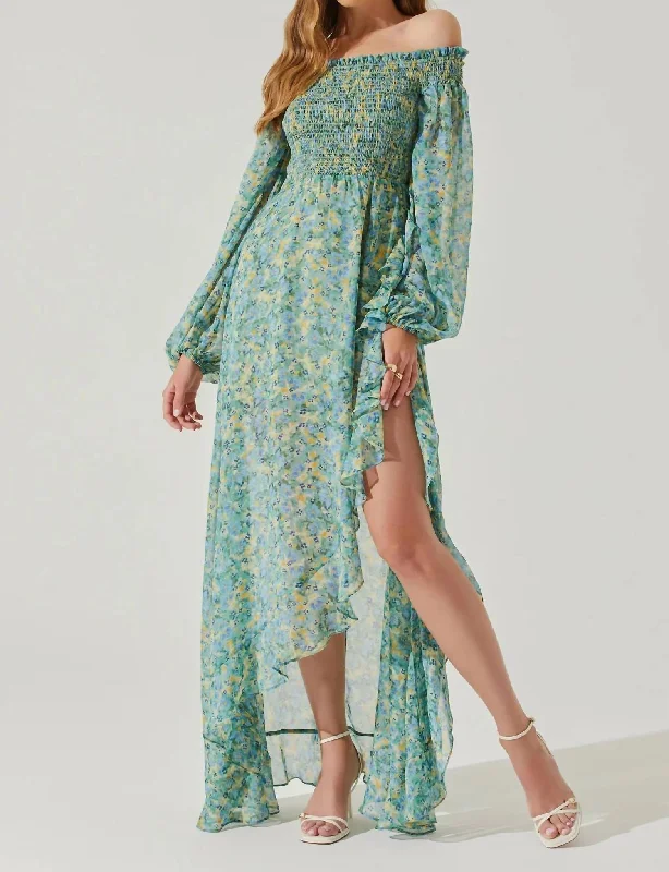 Katlynne Maxi Dress In Green Blue Yellow Multi