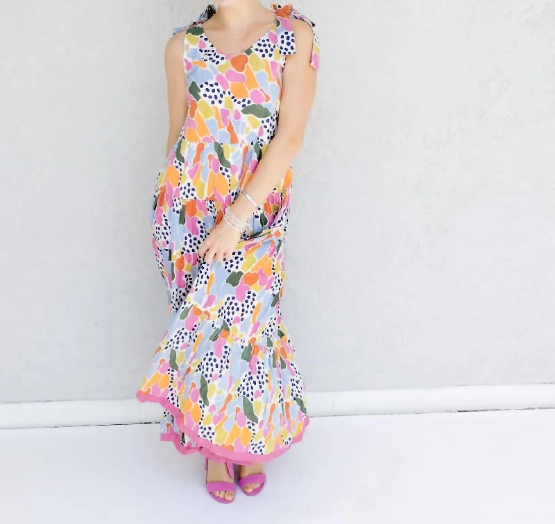 Mixed Print Maxi Dress In Multi Color