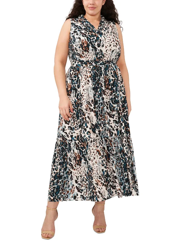 Plus Womens Animal Print Rayon Maxi Dress