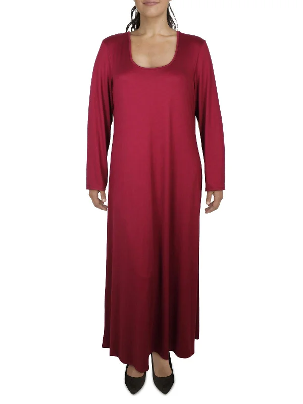 Plus Womens Scoop Neck Long Maxi Dress