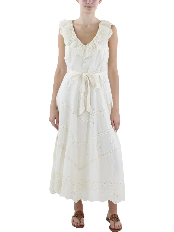 Womens Cotton Eyelet Maxi Dress