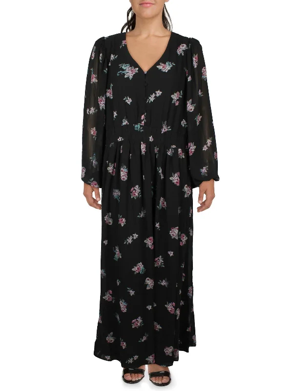 Womens Floral Print Polyester Maxi Dress