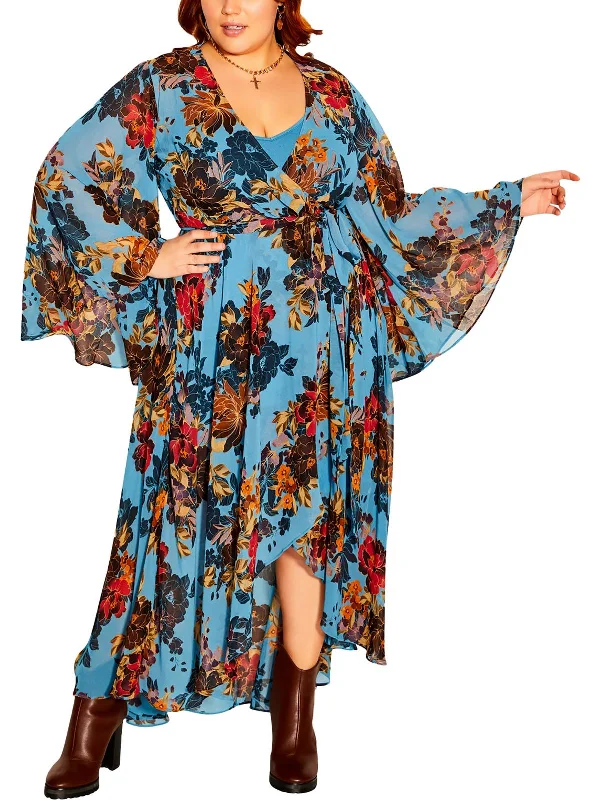 Womens Floral Print Polyester Maxi Dress