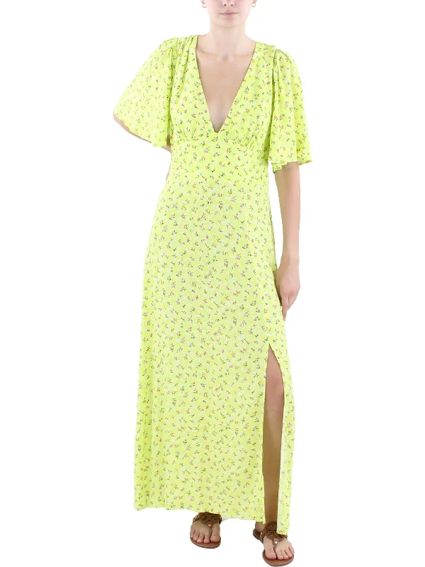 Womens Floral Print Viscose Maxi Dress