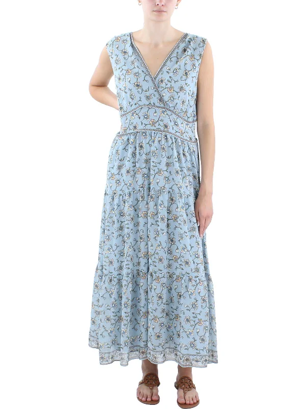 Womens Tiered Polyester Maxi Dress