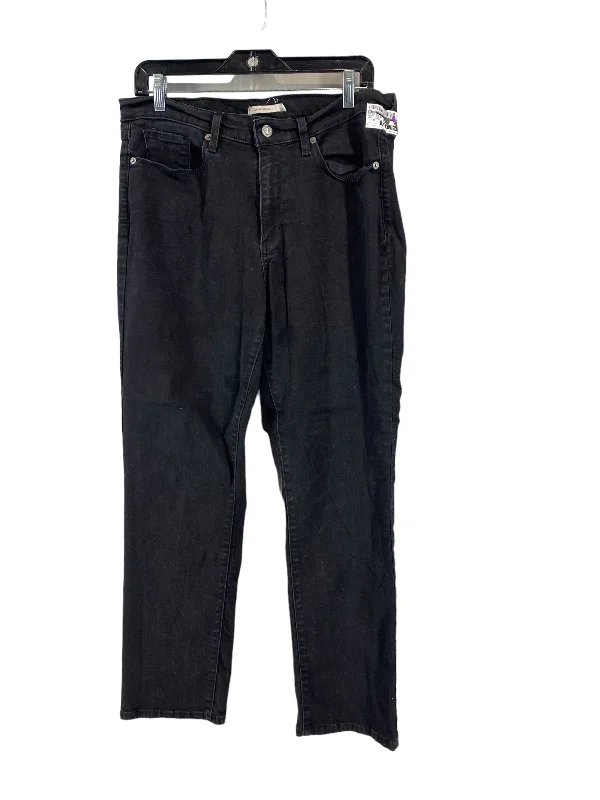 Jeans Straight By Levis In Black Denim, Size: 14