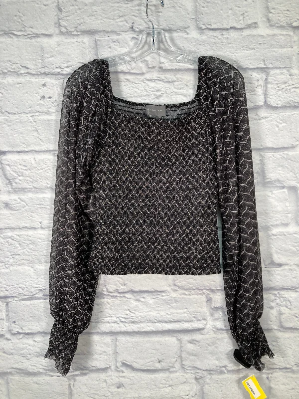 Top Long Sleeve By Anthropologie In Black & Cream, Size: S