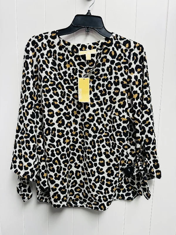 Top Long Sleeve By Michael By Michael Kors In Animal Print, Size: L