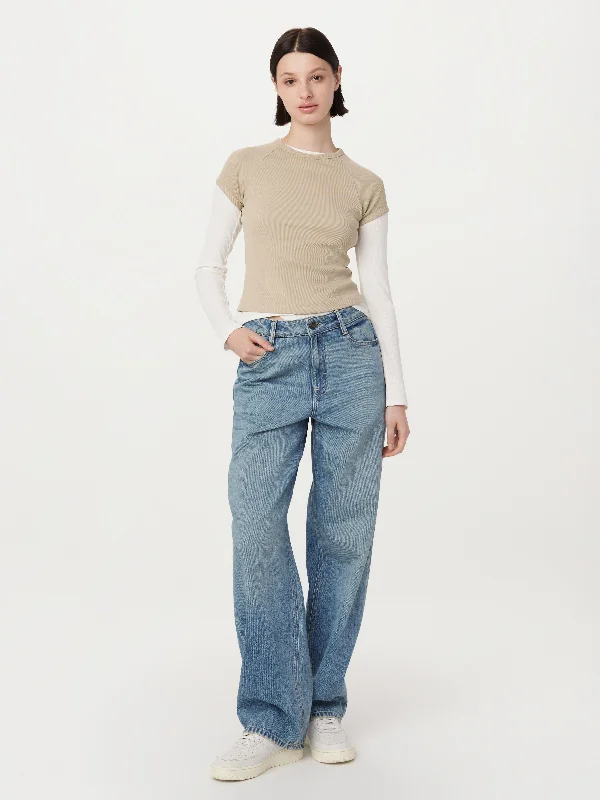 The Shrunken Cropped T-Shirt in Light Beige