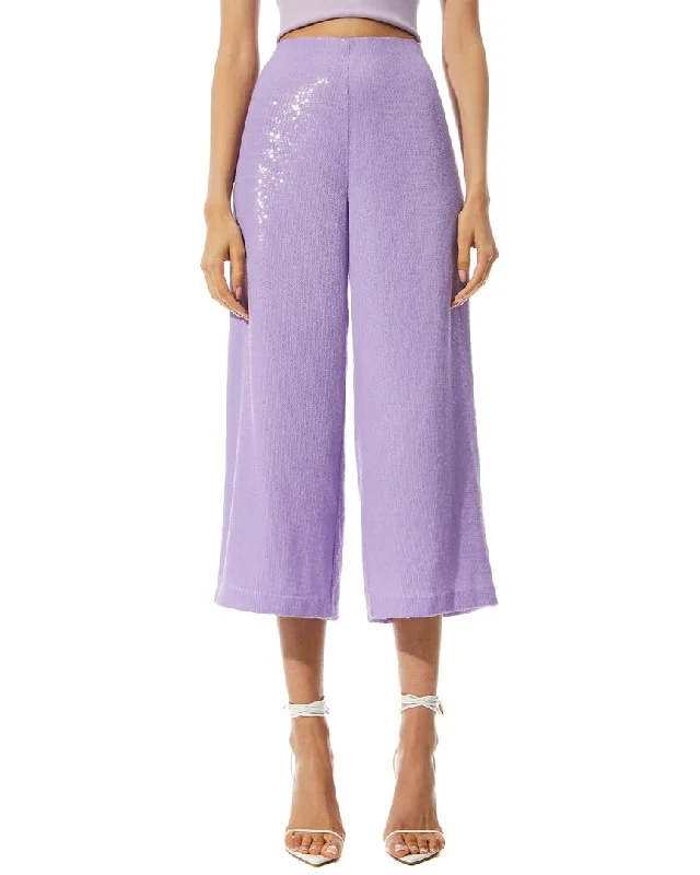 alice + olivia Elba Sequin High-Waist Ankle Pant