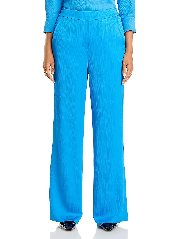 Womens High Rise Pleated Wide Leg Pants