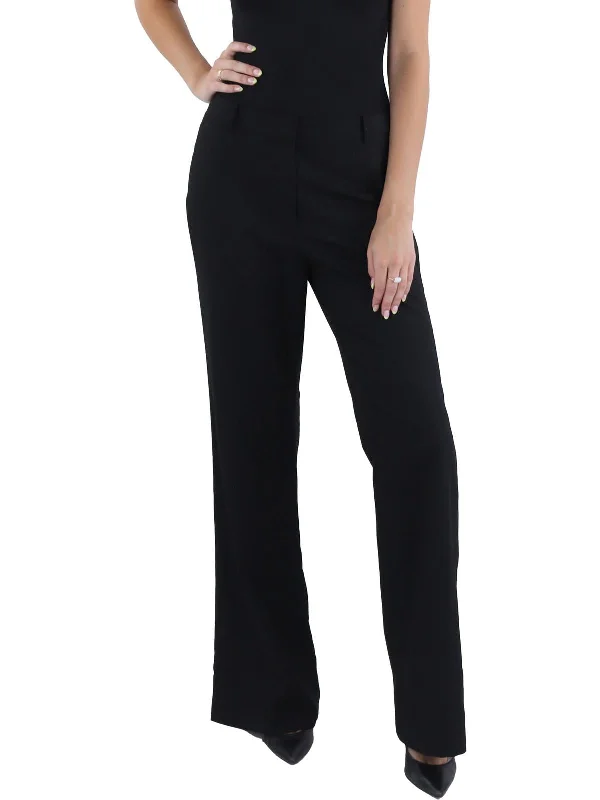 Womens High Waist Pinstripe Straight Leg Pants