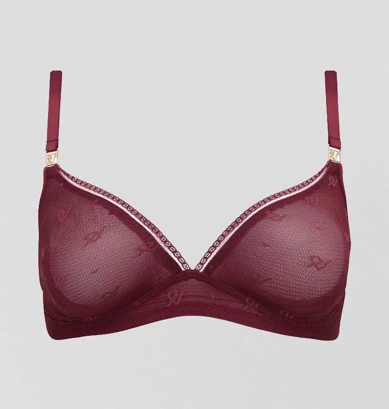 Abstract mesh non wired bralette [Garnet]