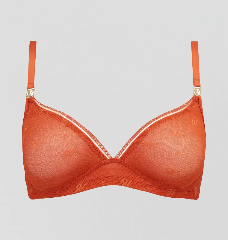 Abstract mesh non wired bralette [Papaya]