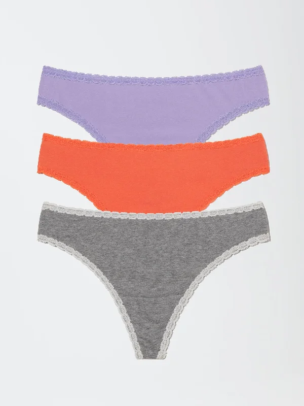 Adorned Hipster Cotton Thong 3-Pack