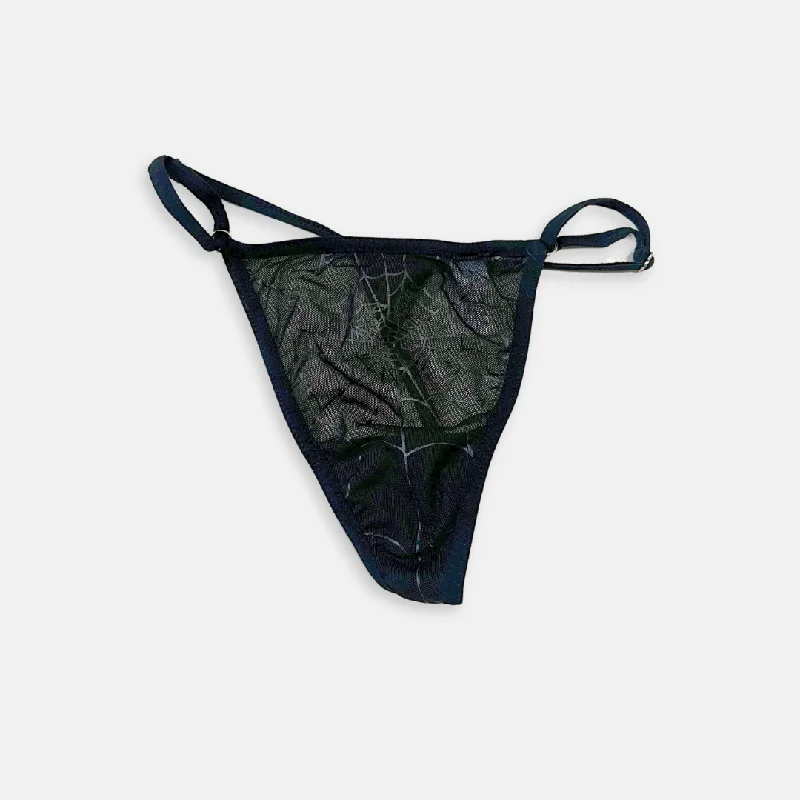 black web mesh mini thong