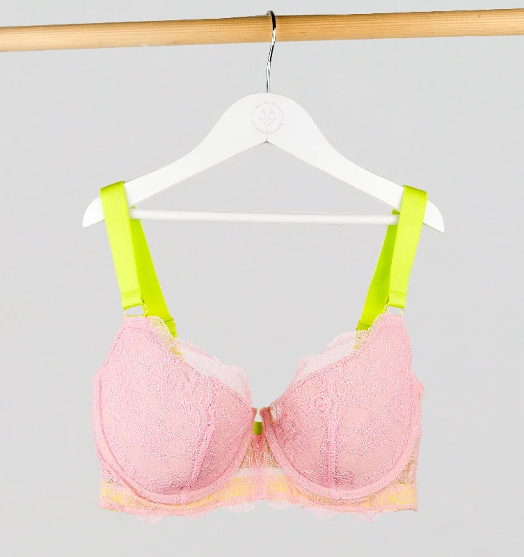 Blossom mesh w. pink & lemon padded balconette bra