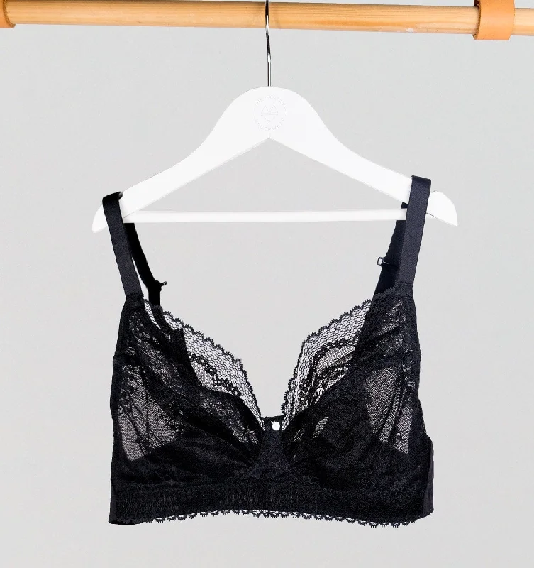 D+ floral lace triangle [Black]