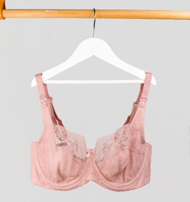 D+ lace wired nursing bra [Vintage Rose]