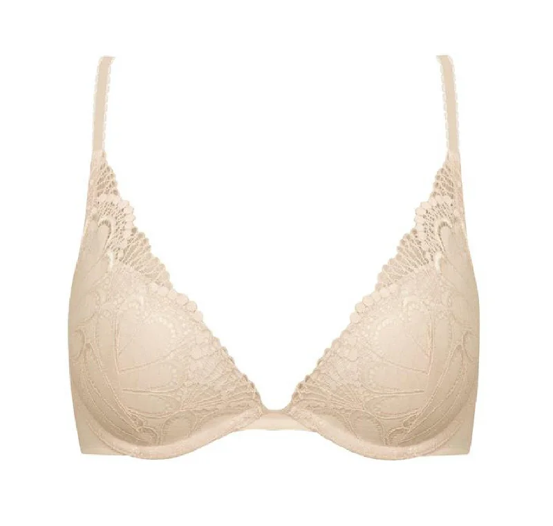 Deco lace plunge push-up [Ivory]